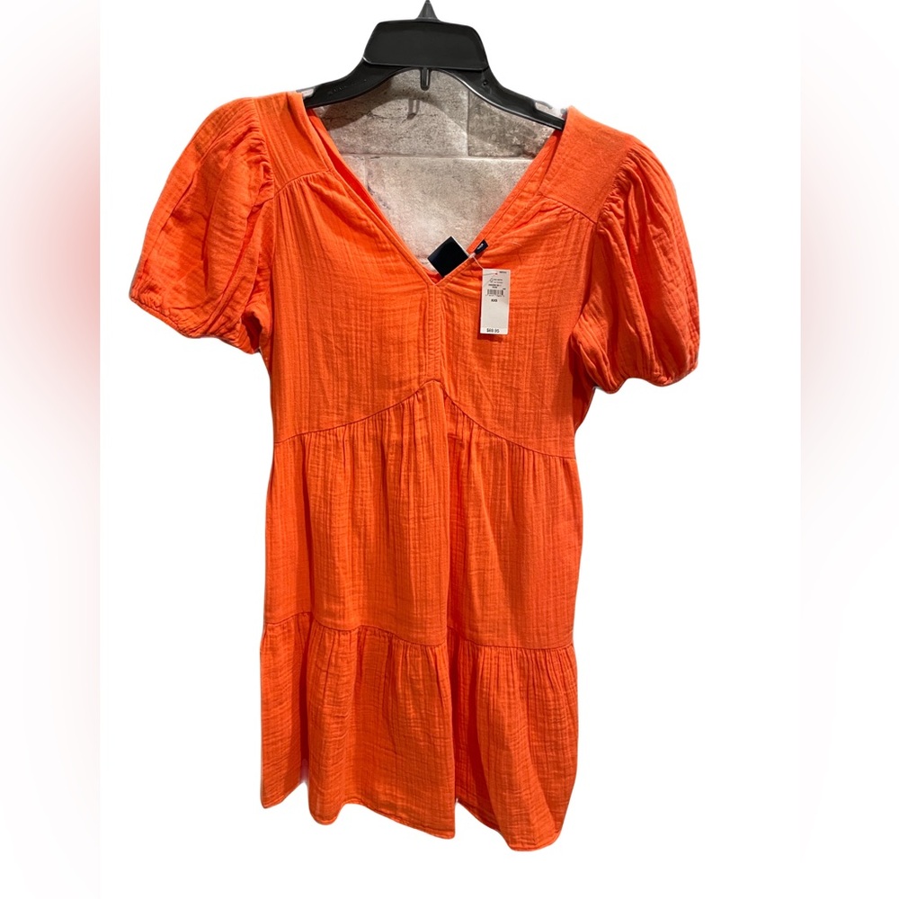 ❤️ GAP CRINKLE GAUZE PUFF SLEEVE MINI TIERED DRESS SIZE XXS NEW